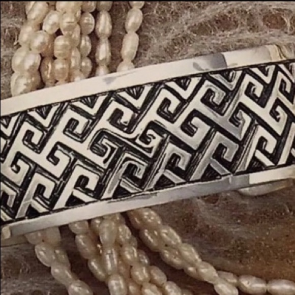 Rare Vintage Silpada Sterling Silver Aztec Design Cuff Bracelet B1165 - Picture 9 of 16